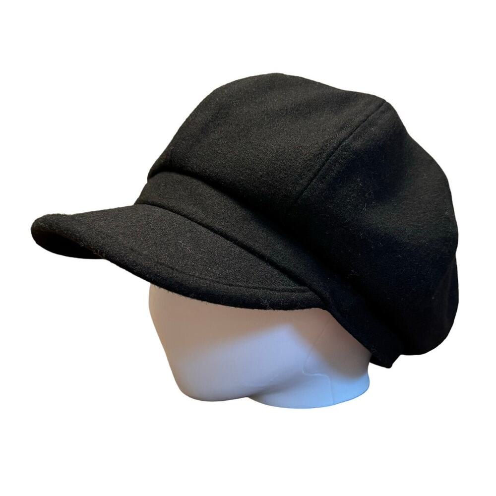 NWOT Comhats Wool Blend Black Newsboy Hat Women Winter Fall Cap Y2K